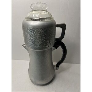 Vintage  Guardian Service -hammered aluminum coffee percolator - glass lid